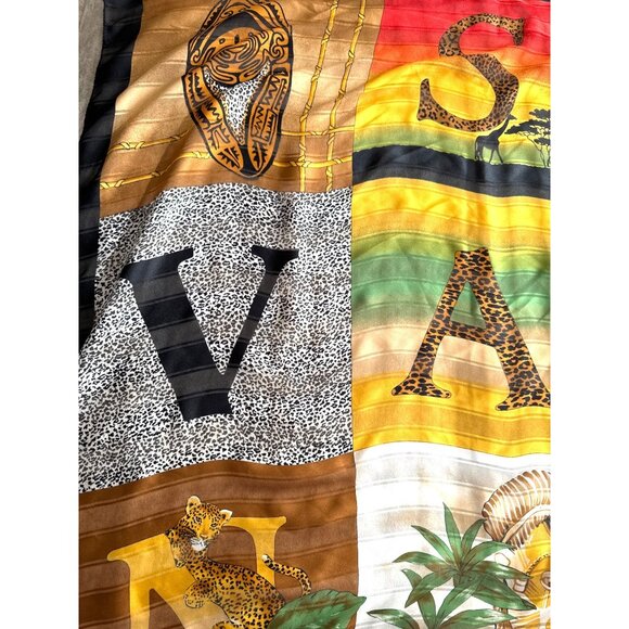 Colorful African Style Leopard Print Square Fashion Scarf from Savana - Picture 3 of 7